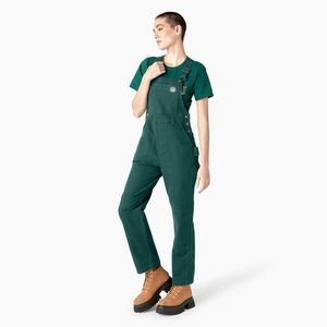 Dickies X Jameson women’s utility double knee overalls NWT med emerald green.
